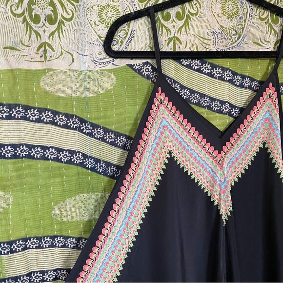 Vanessa Virginia x Anthropologie Black Estrella Silk Midi Dress Size Small - Picture 5 of 16